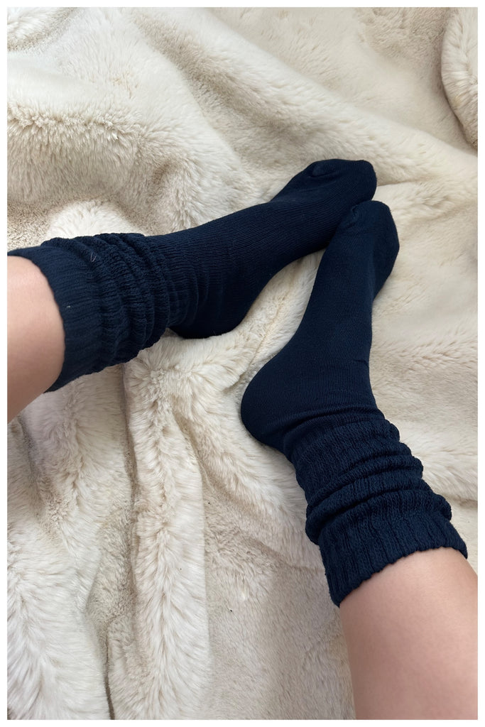 Navy Slouch Socks
