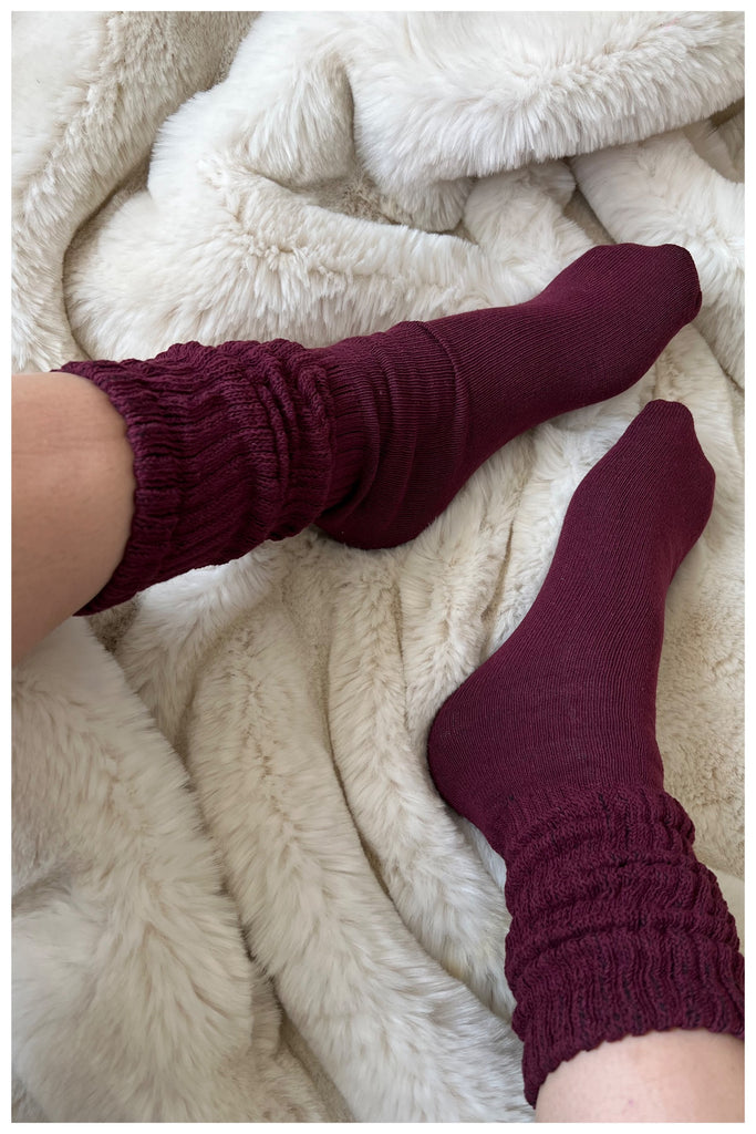 Burgundy Slouch Socks