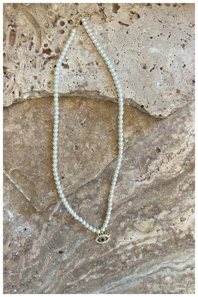 Evil Eye Pearl Necklace