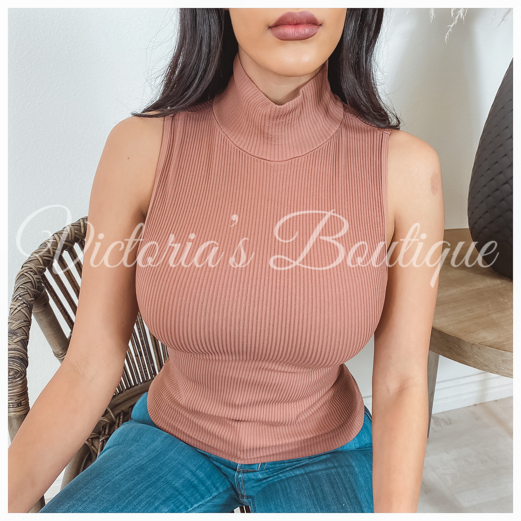 Amaya Turtle Neck Top (Beige)